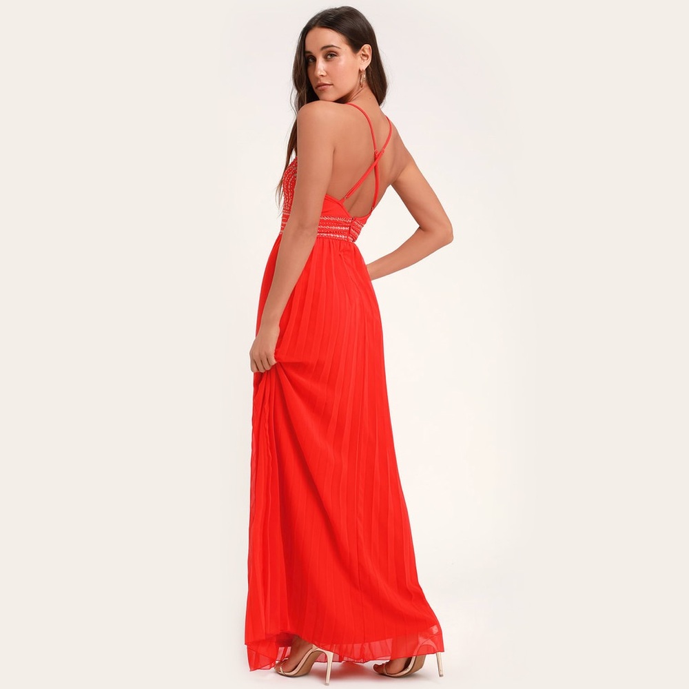 Lulu’s Glamorous Gala Red Embroidered Maxi Dress - Picture 2 of 11